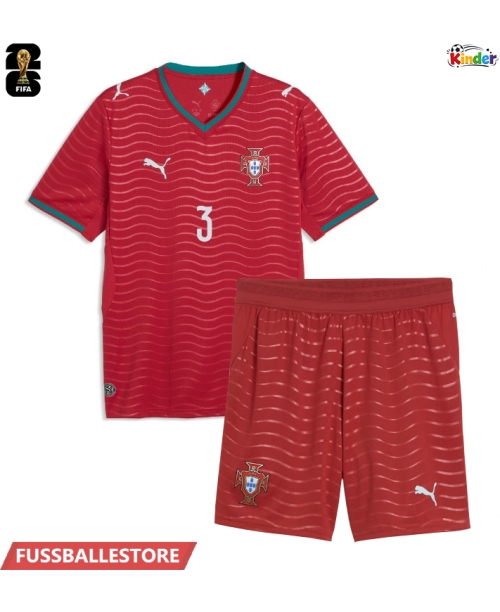 Günstige Portugal Ruben Dias #3 Heimtrikotsatz Kinder WM 2026 Kurzarm (+ Kurze Hosen)
